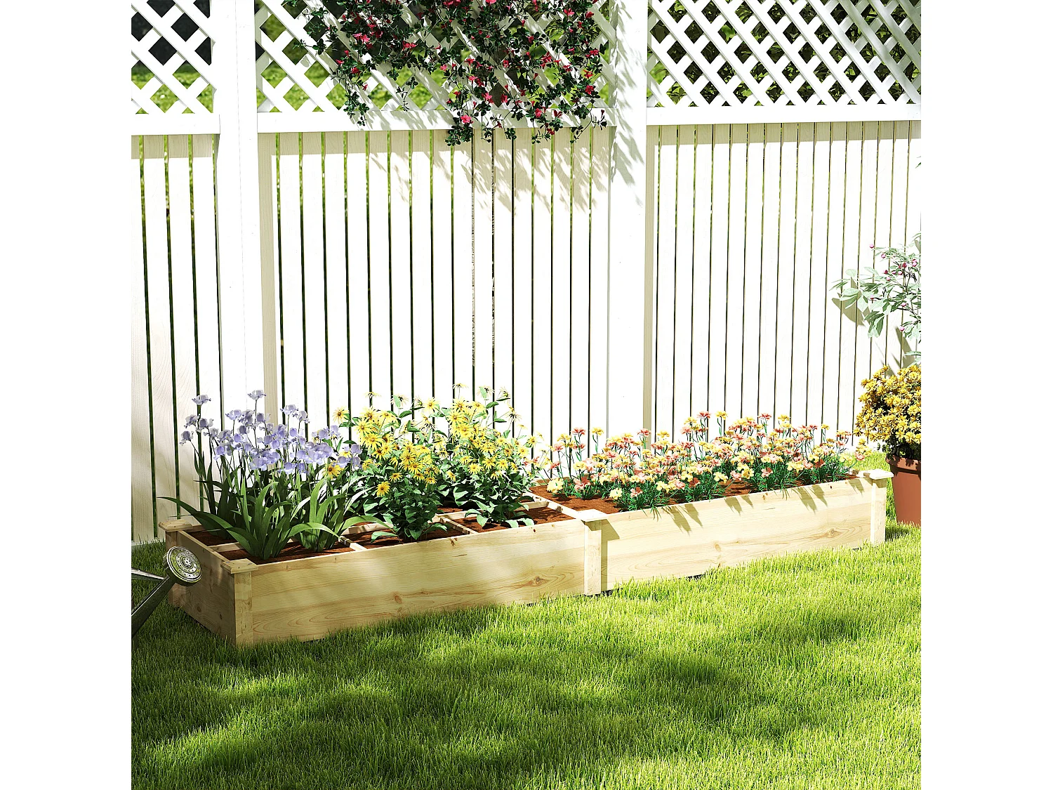 Letto per orto con divisorio e fondo aperto 237x60x25cm legno naturale