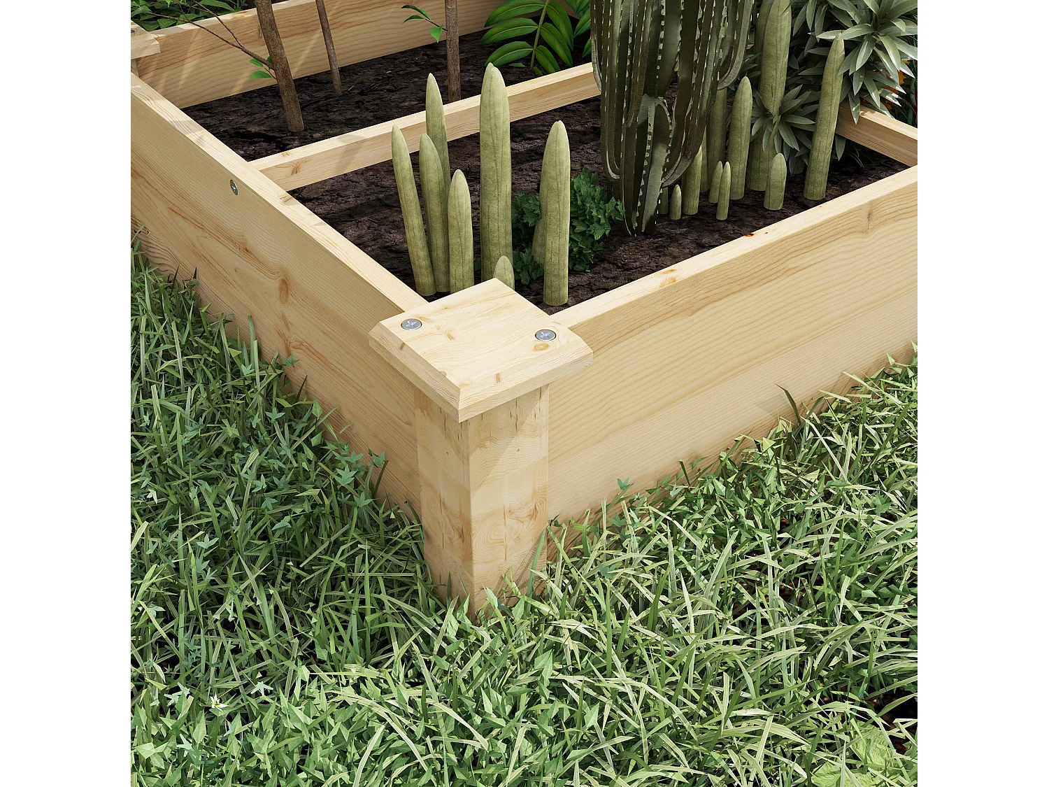 Letto per orto con divisorio e fondo aperto 237x60x25cm legno naturale