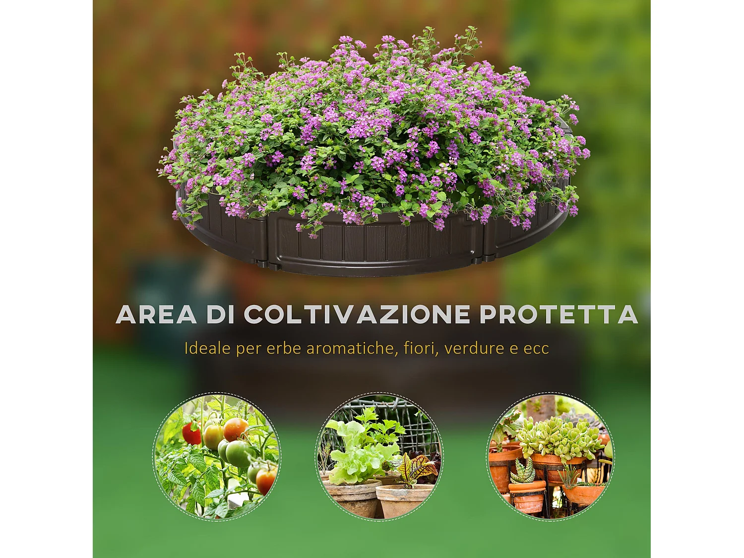 Letto per orto rialzato in hdpe fioriera esterna ø123x21cm