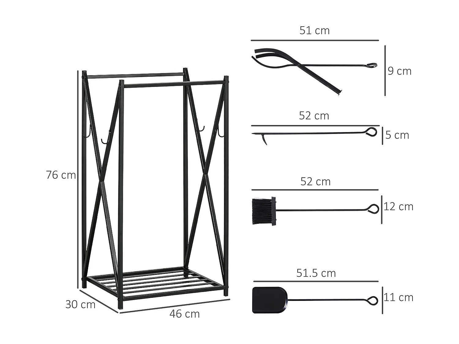 Porta legna da esterno e interno 4 attrezzi per camino inclusi