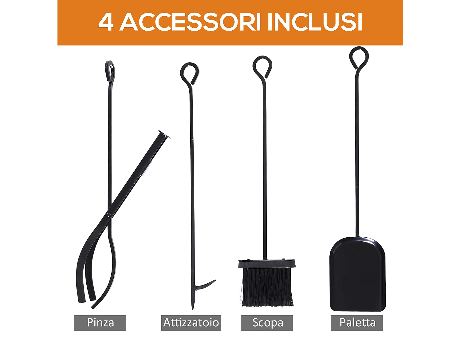 Porta legna da esterno e interno 4 attrezzi per camino inclusi