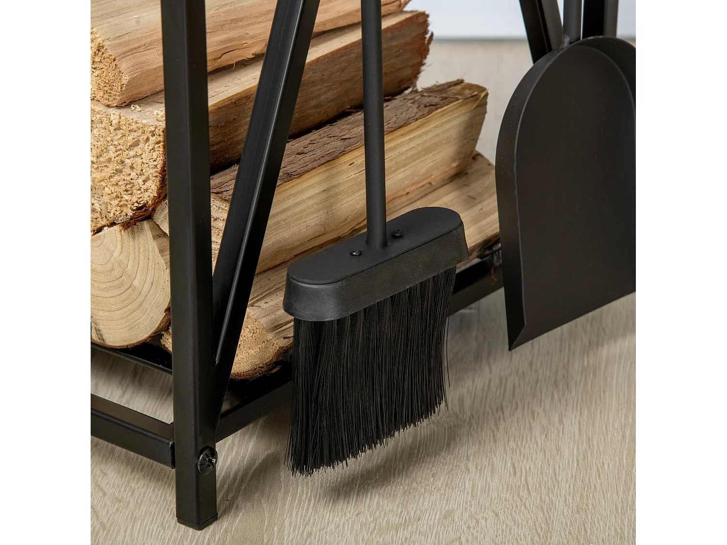 Porta legna da esterno e interno 4 attrezzi per camino inclusi