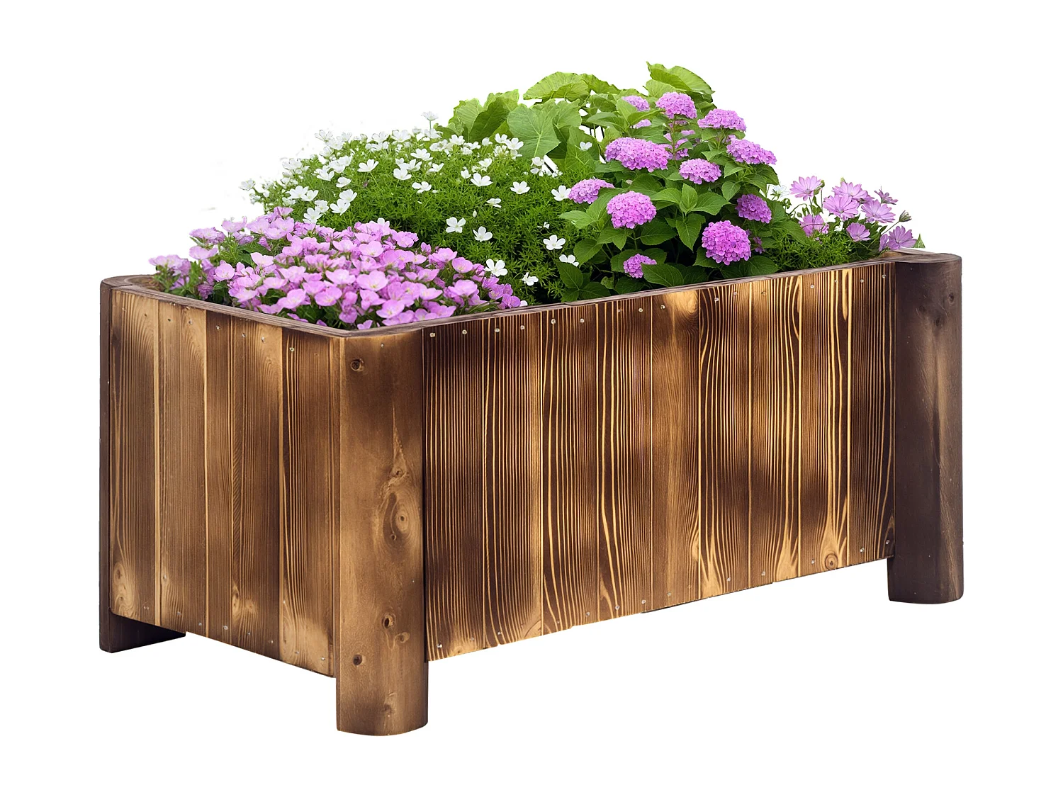 Fioriera vaso per piante box rettangolare in legno di abete