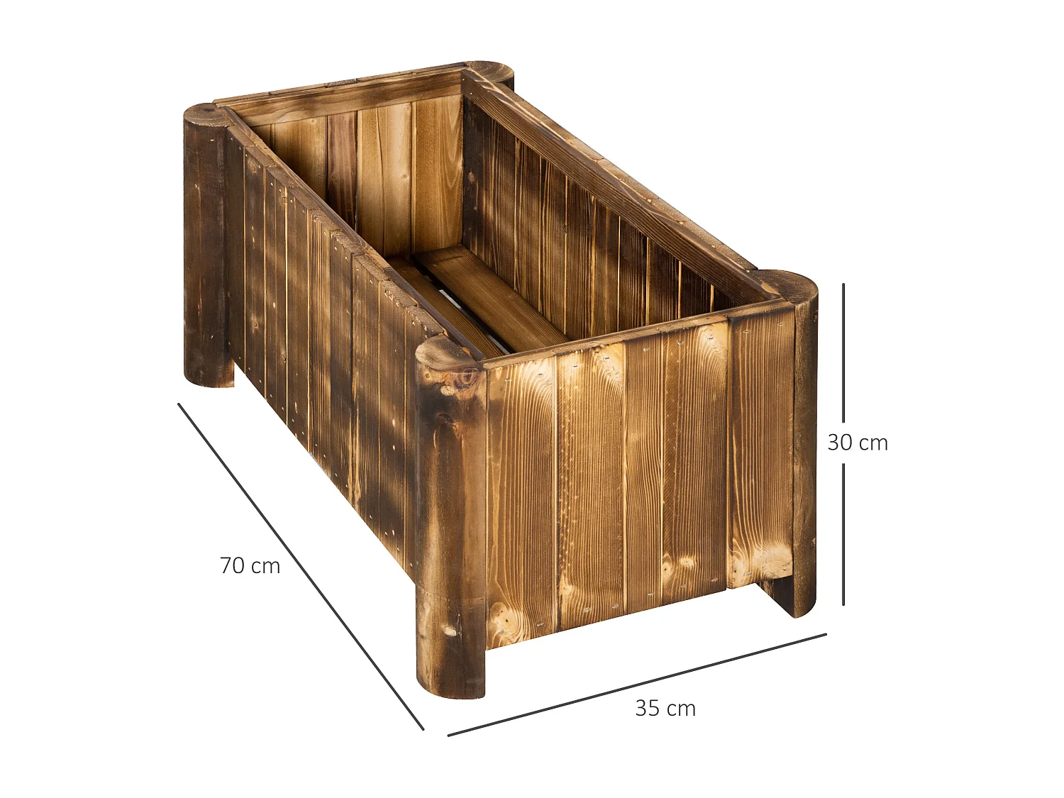 Fioriera vaso per piante box rettangolare in legno di abete