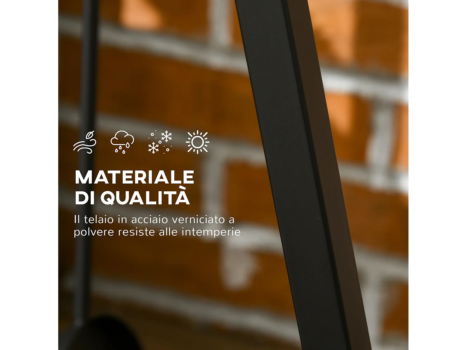 Portalegna con ganci da esterno e interno in acciaio nero