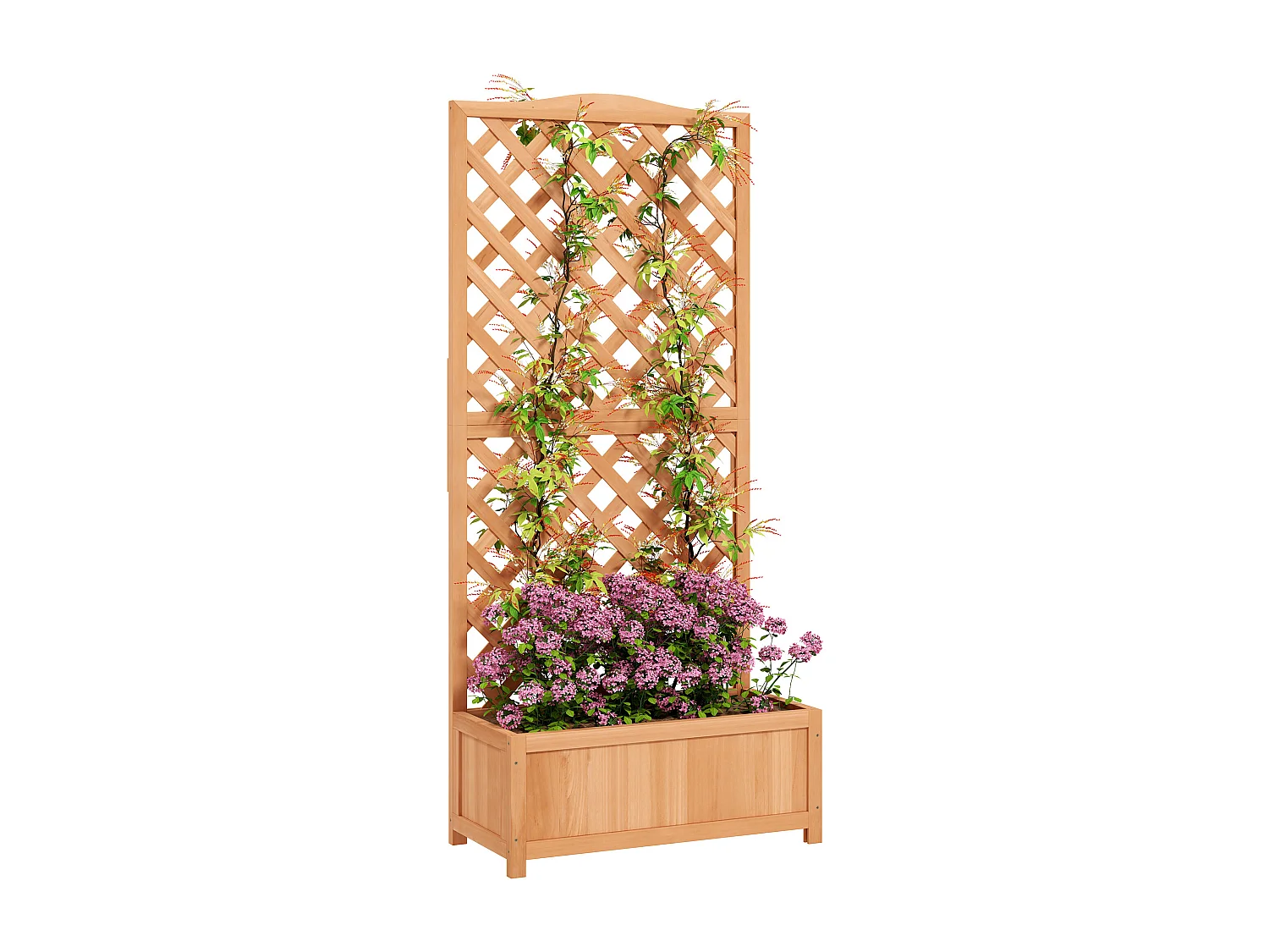 Fioriera con traliccio per rampicanti in legno di abete marrone