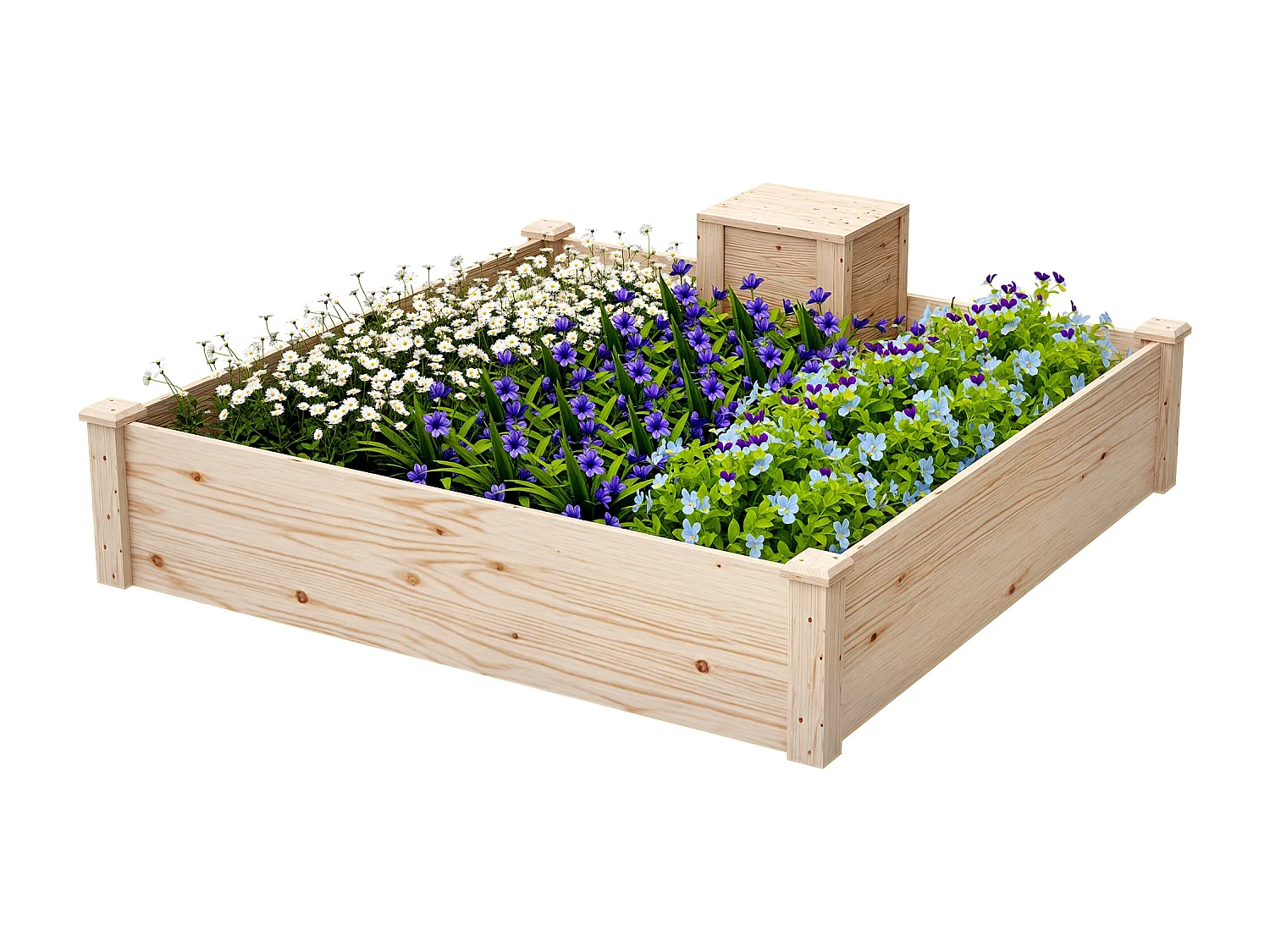 Fioriera da esterno con compostiera e fondo aperto in legno di abete