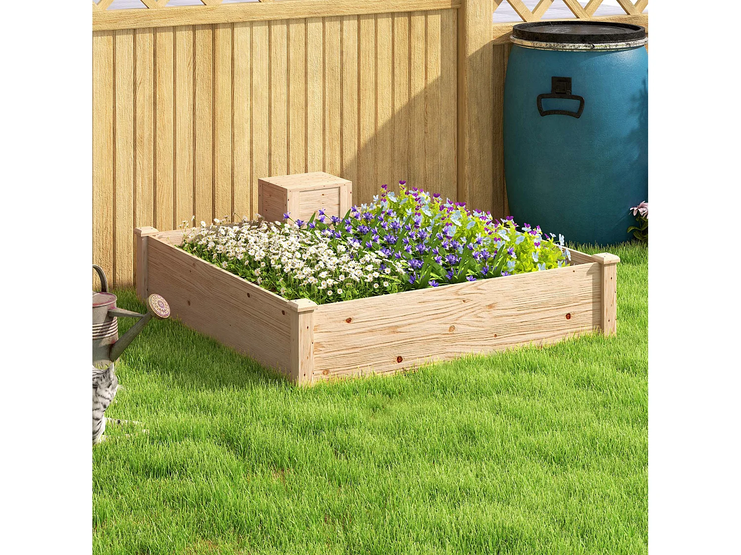 Fioriera da esterno con compostiera e fondo aperto in legno di abete