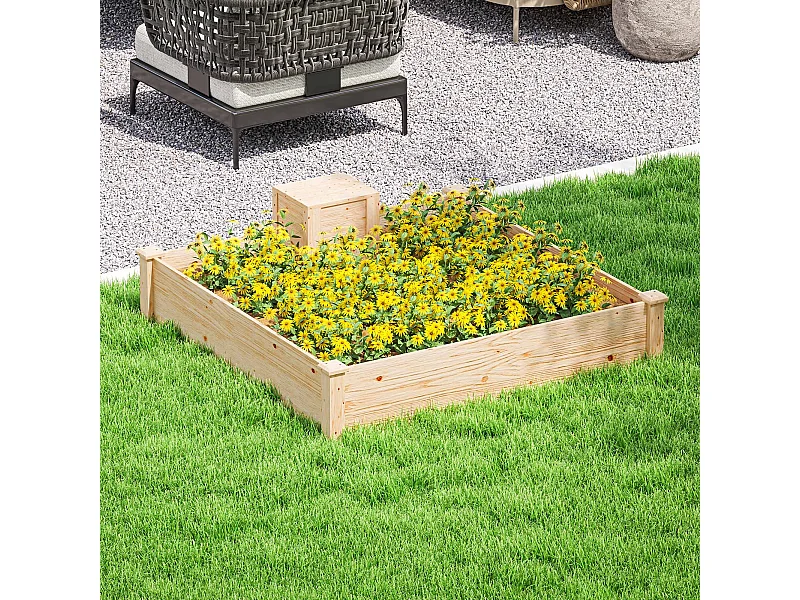 Fioriera da esterno con compostiera e fondo aperto in legno di abete