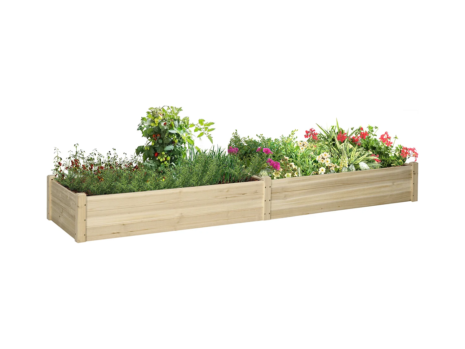 Letto per orto rialzato con 2 sezioni e fondo aperto in legno
