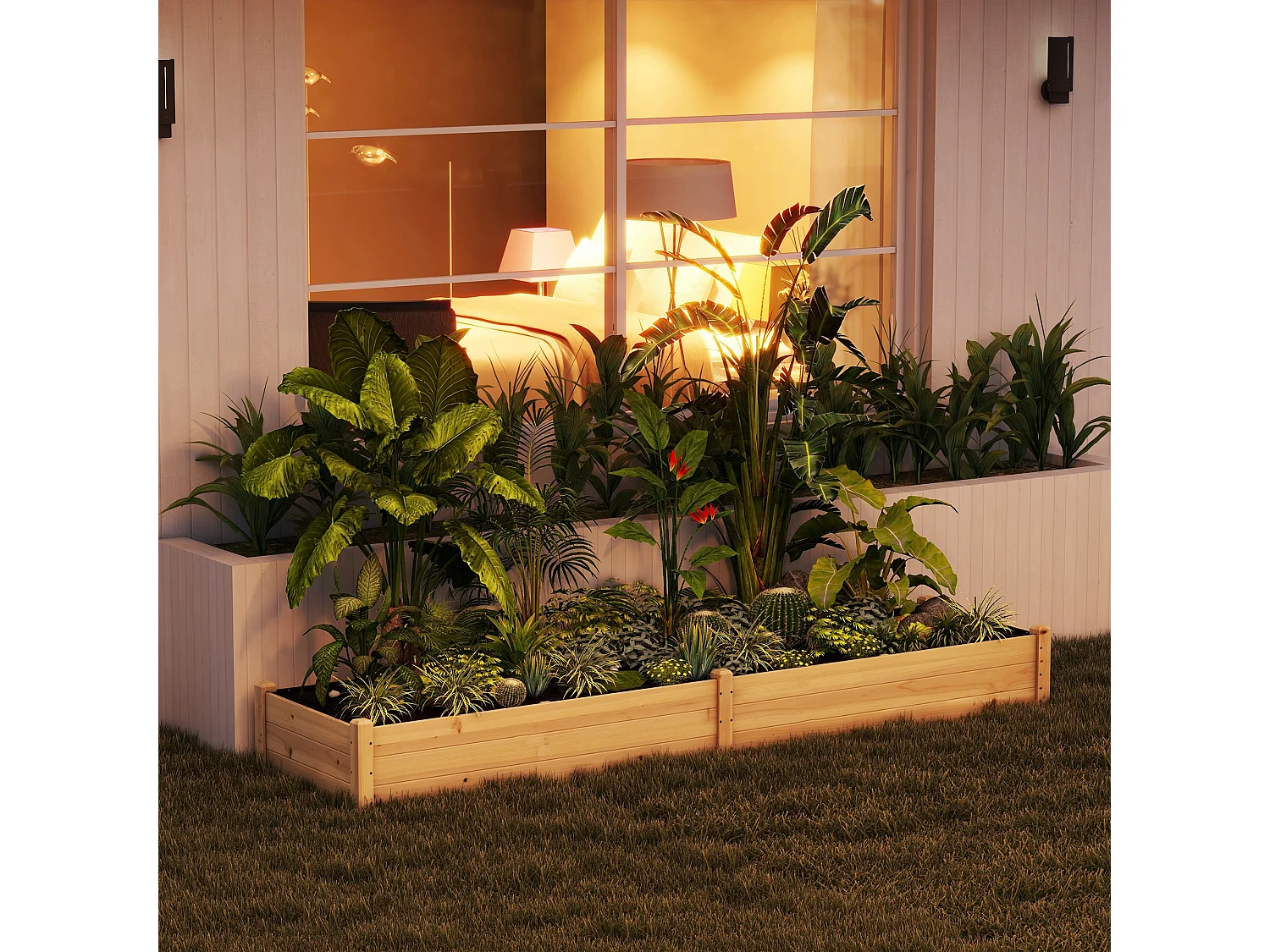Letto per orto rialzato con 2 sezioni e fondo aperto in legno