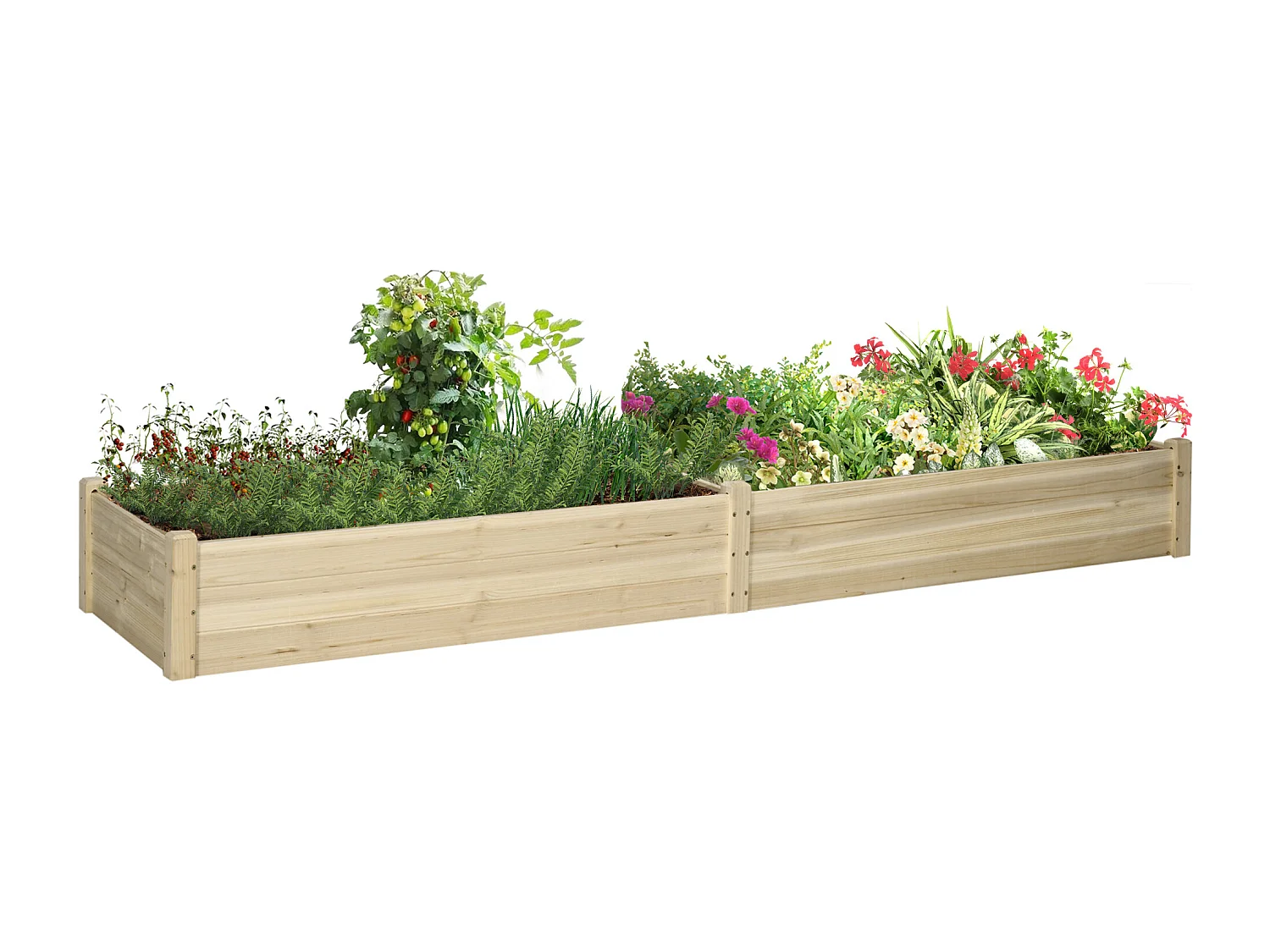 Letto per orto rialzato con 2 sezioni e fondo aperto in legno