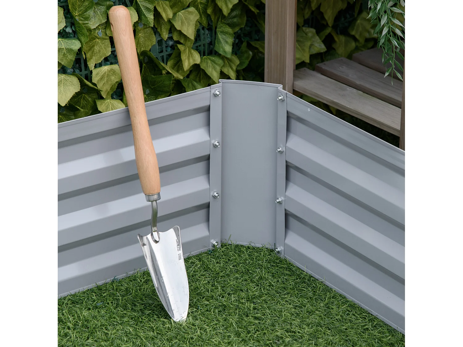 Set di 2 letti per orto rialzati in acciaio colorato grigio