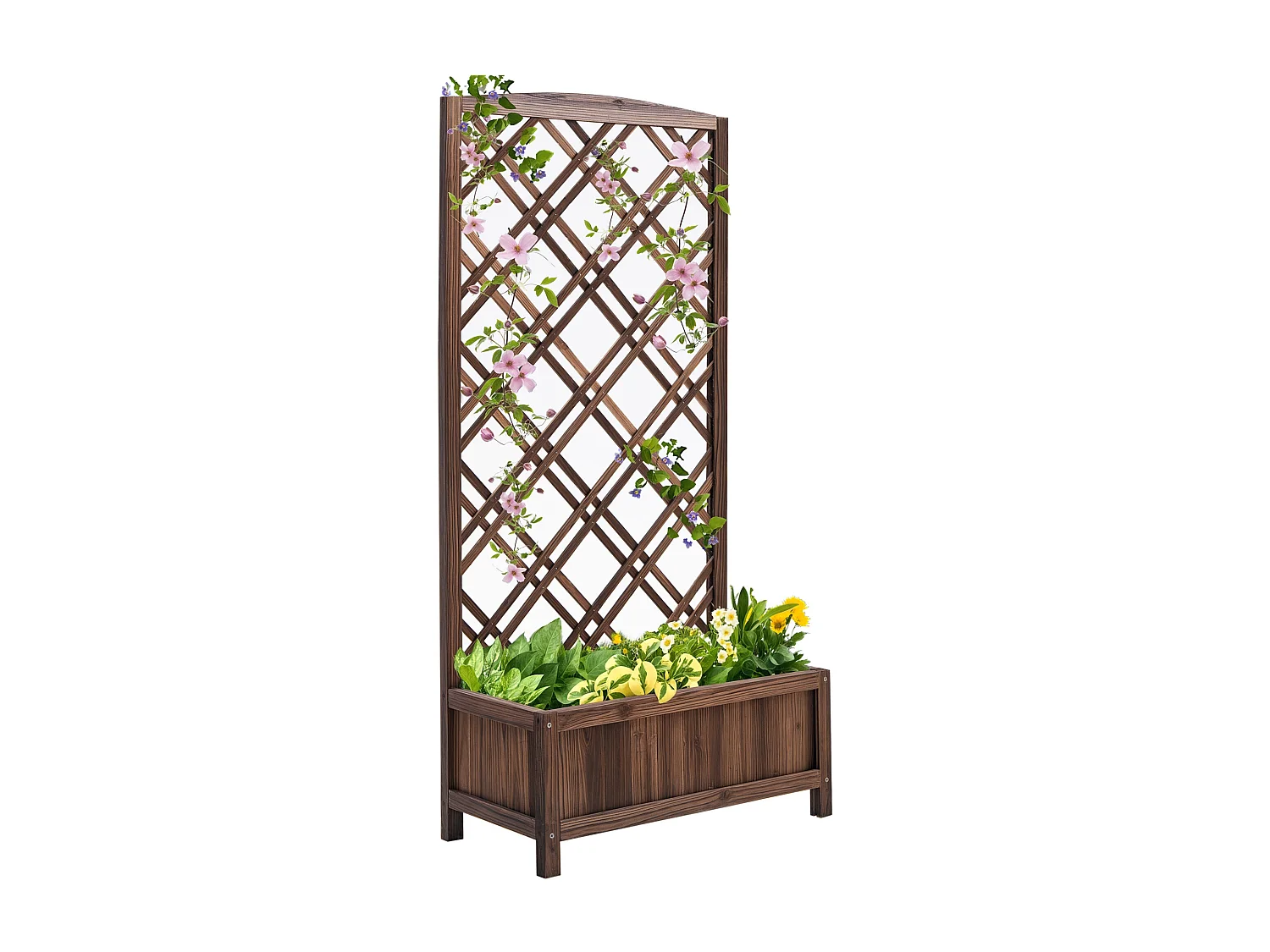 Fioriera da esterno con grigliato 60x30x122.5 cm in legno marrone