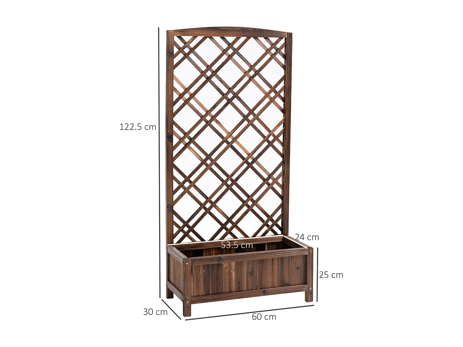 Fioriera da esterno con grigliato 60x30x122.5 cm in legno marrone