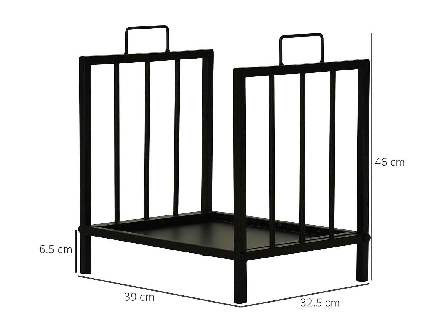 Portalegna da esterno e interno in metallo rialzato 2 manici