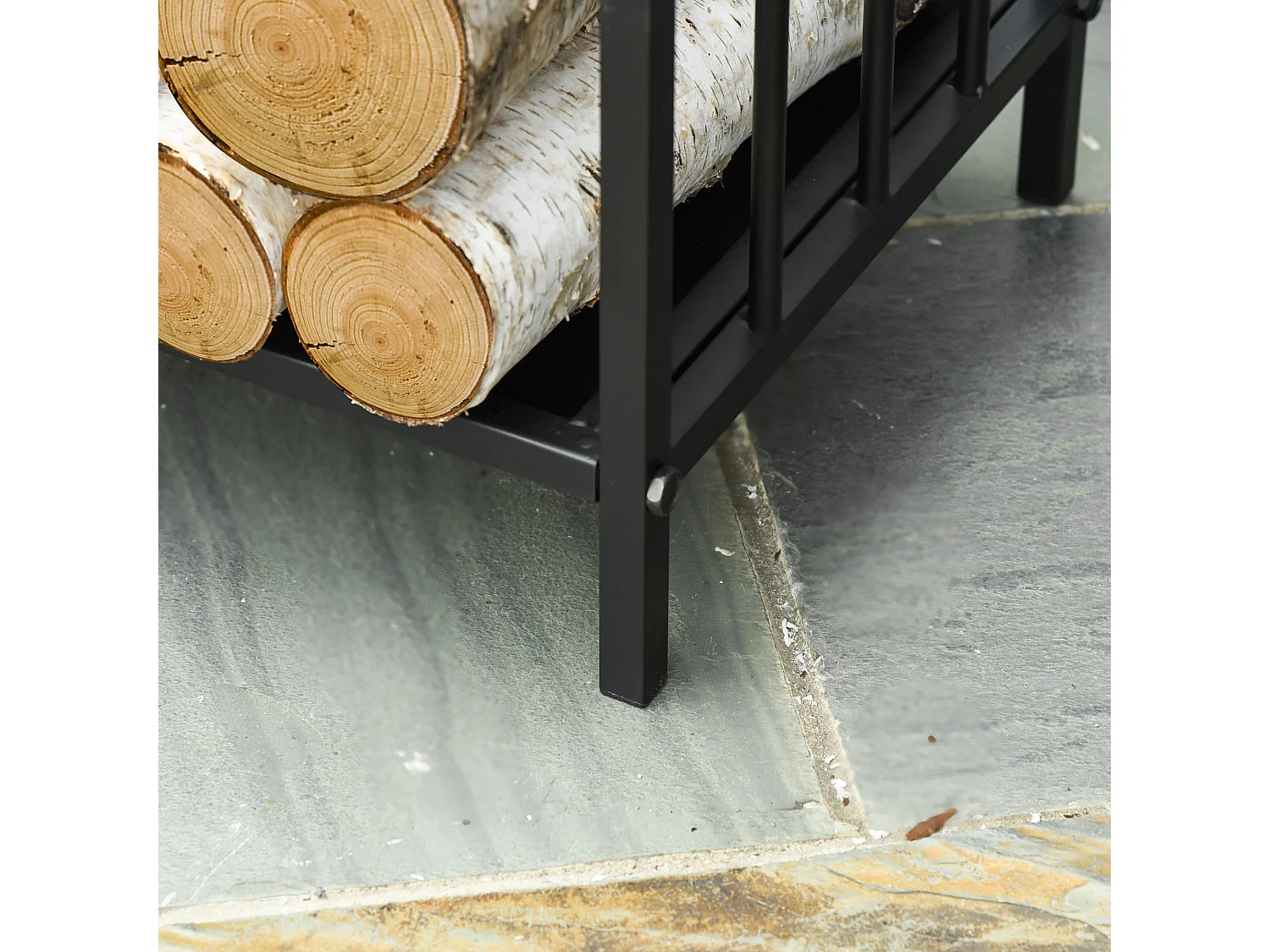 Portalegna da esterno e interno in metallo rialzato 2 manici