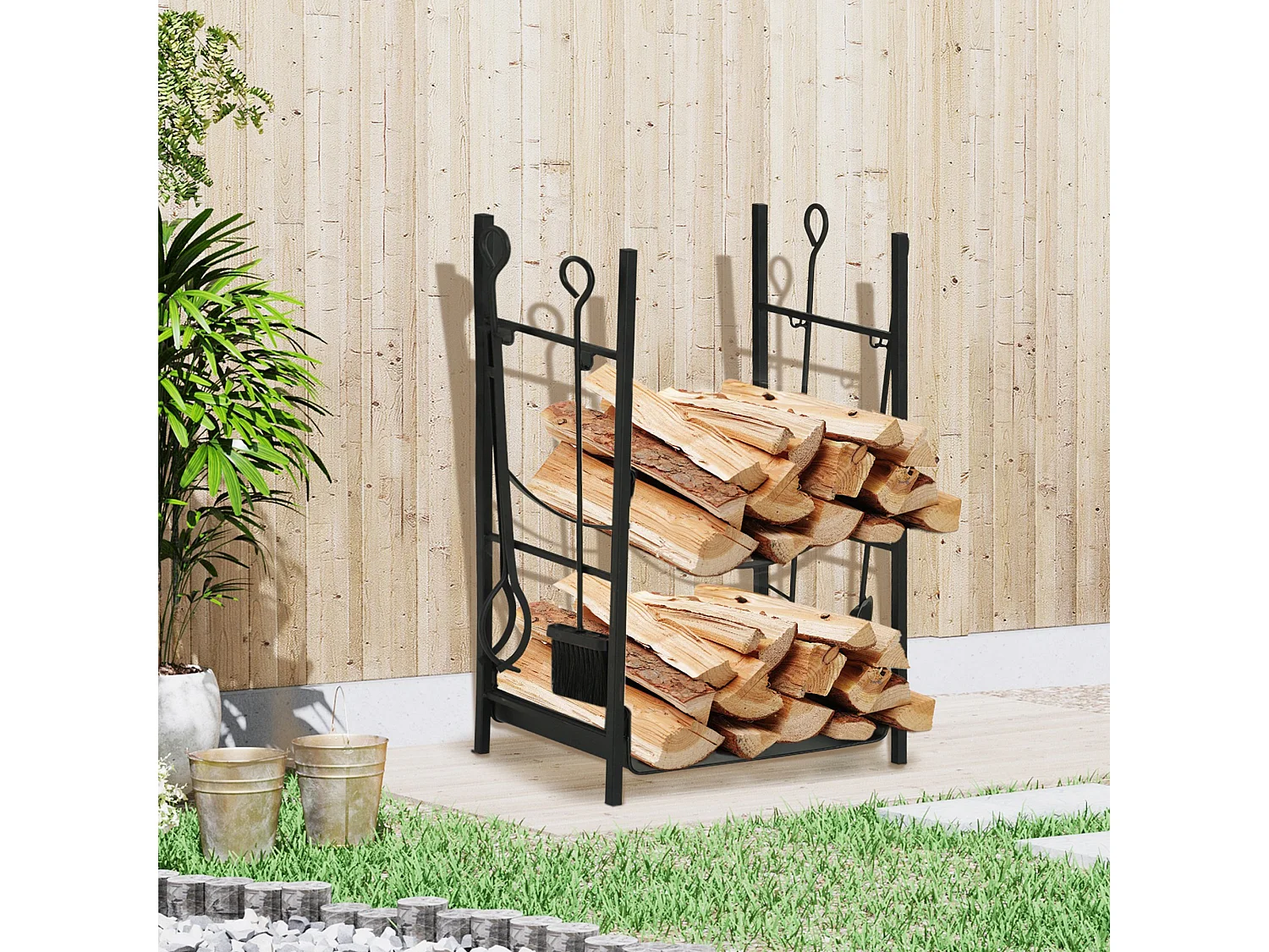 Portalegna da interno ed esterno fino 70kg accessori inclusi