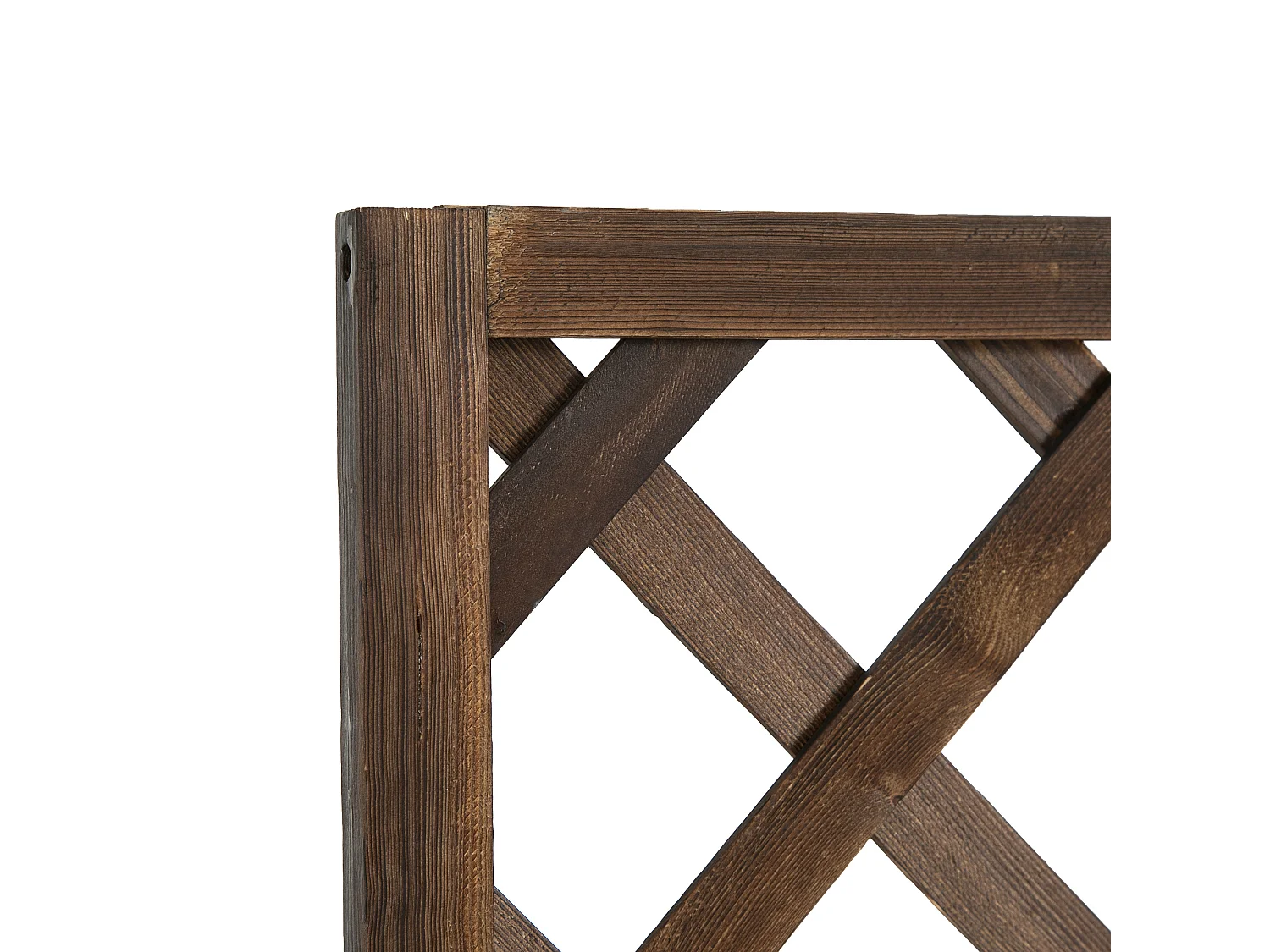 Fioriera da esterno con spalliera a griglia e vaso in legno