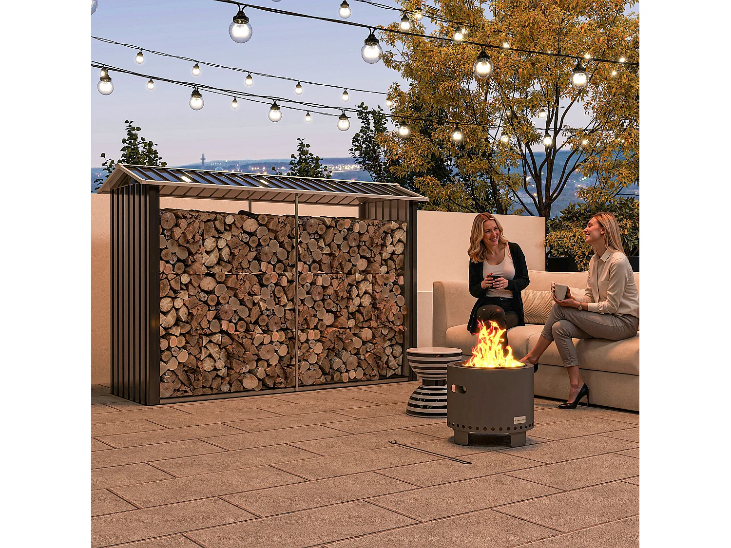 Legnaia base rialzata e tetto inclinato 240x 86x160cm nero