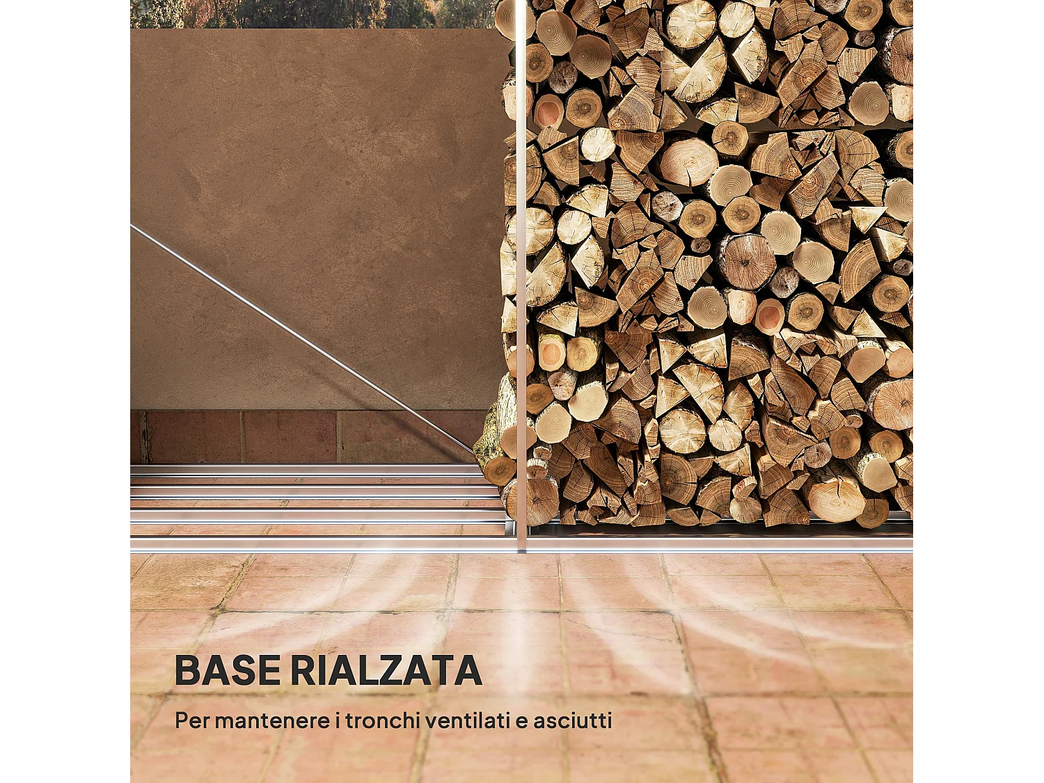 Legnaia base rialzata e tetto inclinato 240x 86x160cm nero