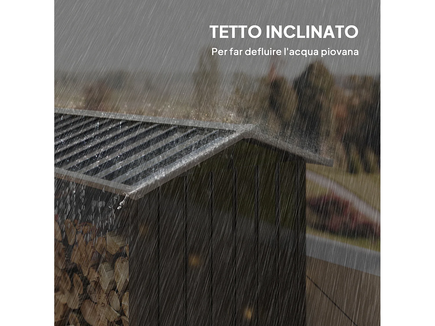 Legnaia base rialzata e tetto inclinato 240x 86x160cm nero