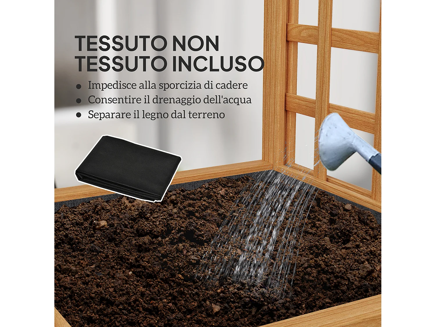 Fioriera con traliccio per rampicanti in legno di abete marrone