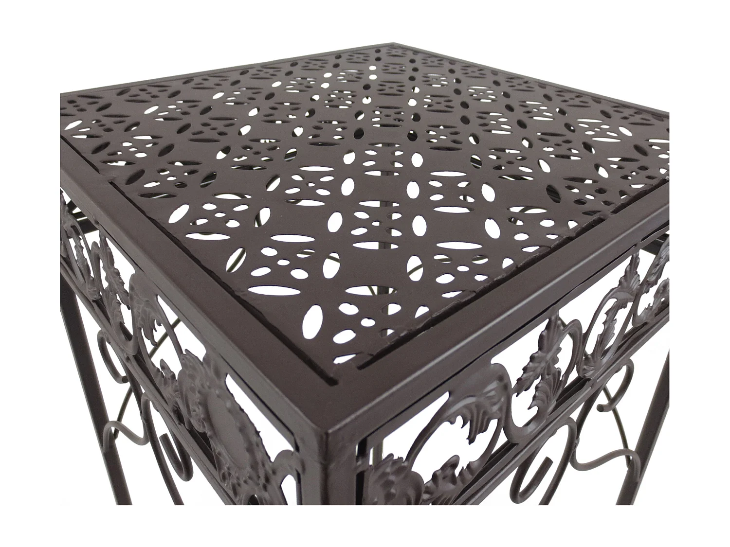 Set di 3 pezzi sgabelli supporto per piante classico in ferro marrone