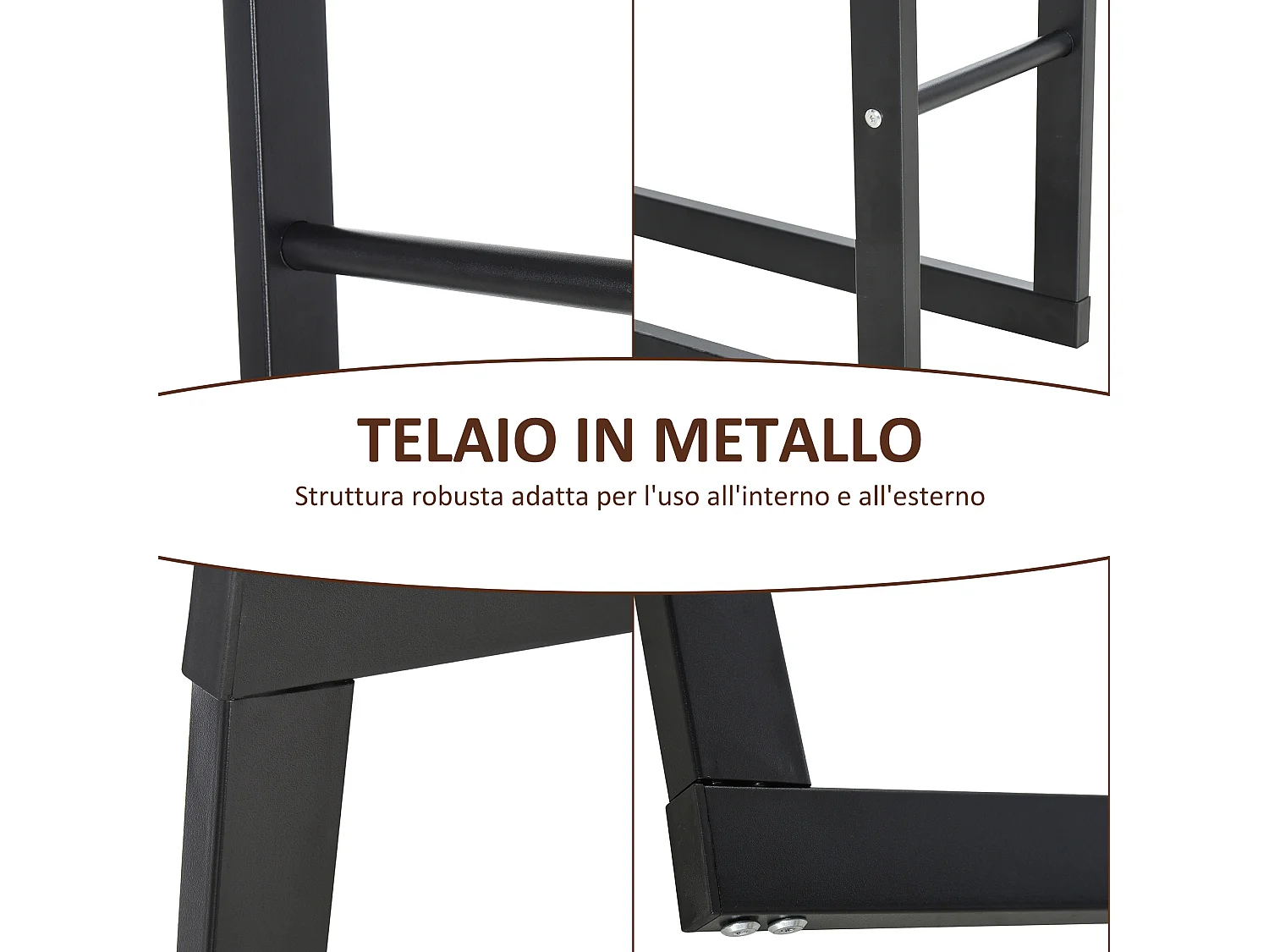 Porta legna verticale in metallo nero da interni e esterni 40x25x150cm