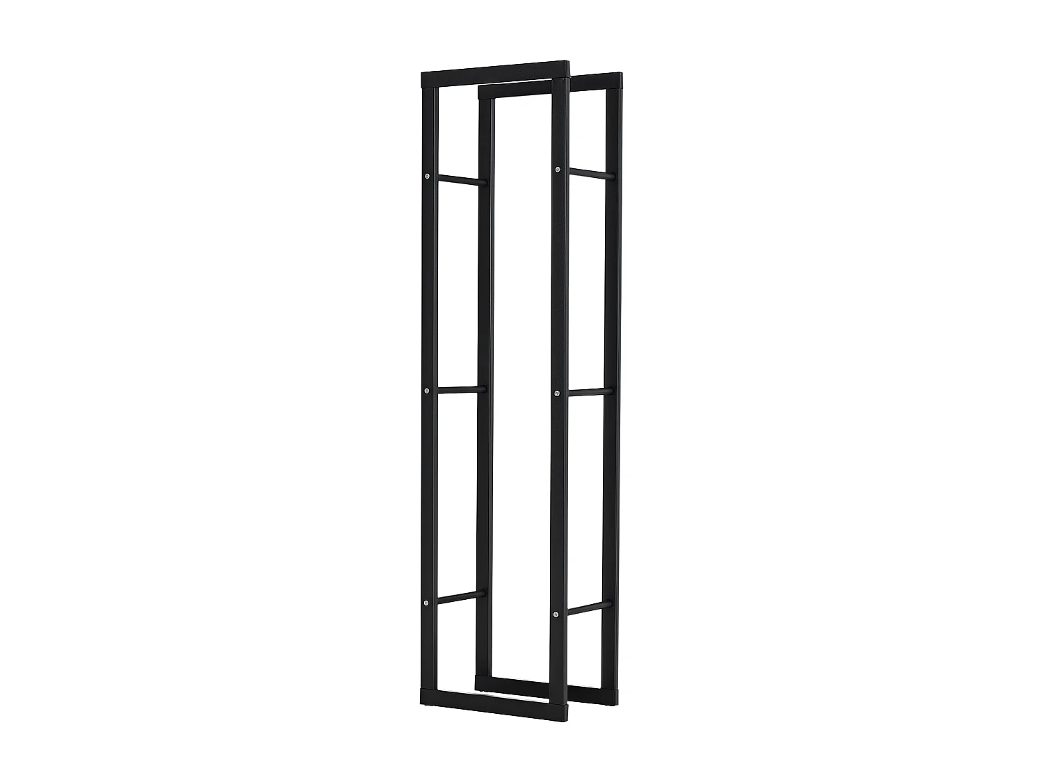 Porta legna verticale in metallo nero da interni e esterni 40x25x150cm