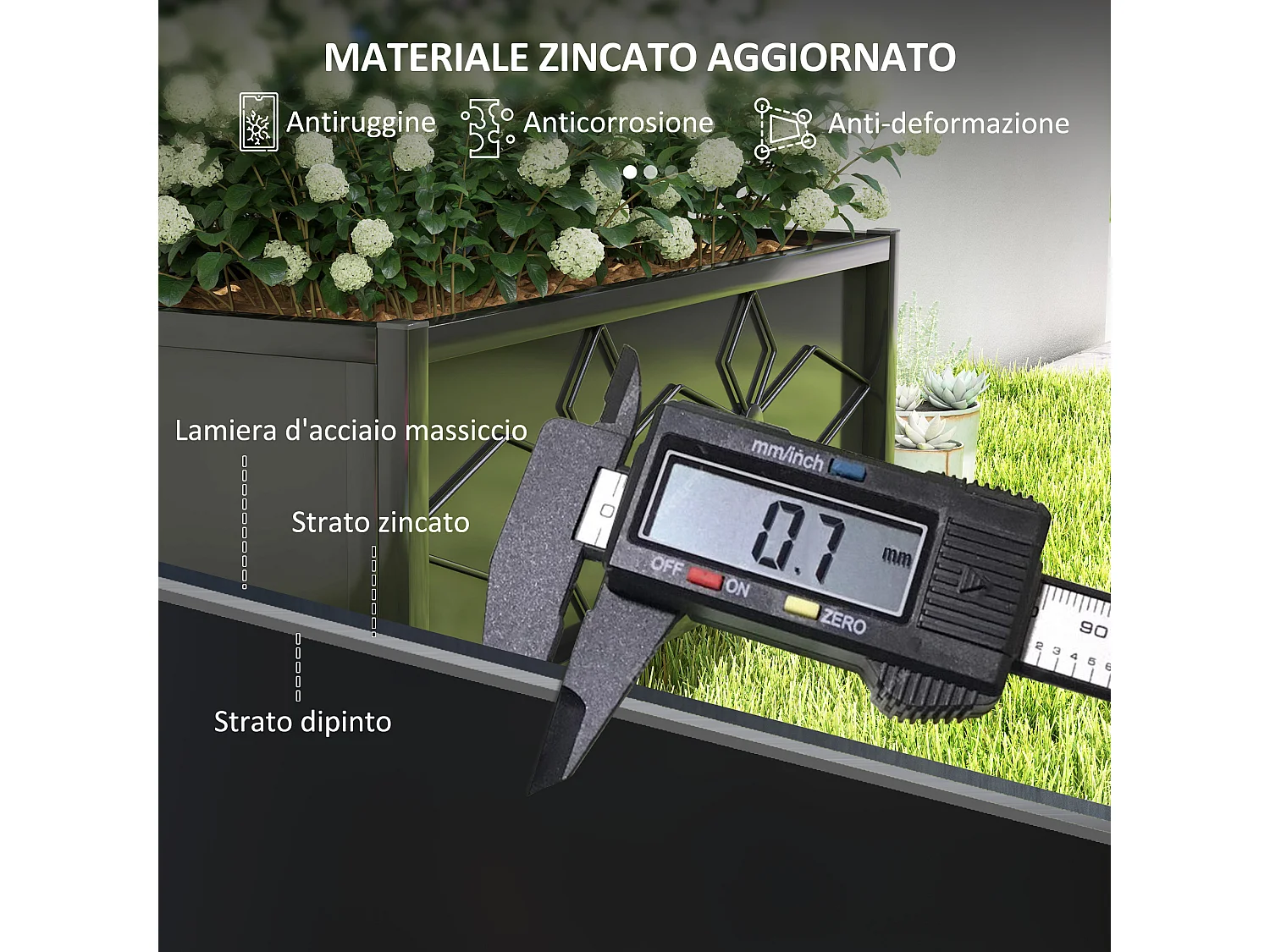Fioriera con traliccio per rampicanti in acciaio zincato nero