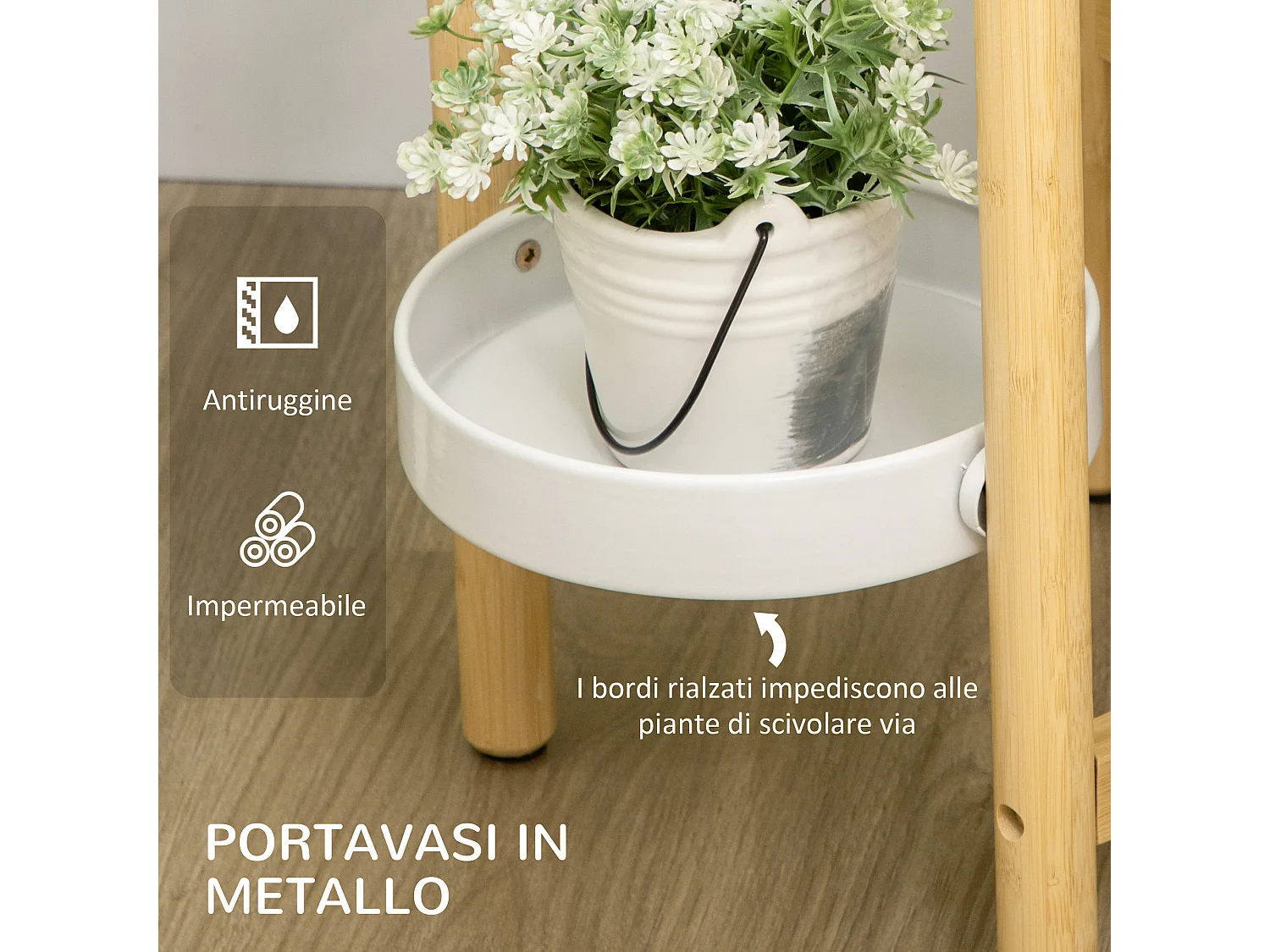 Scaffale porta piante da interno ed esterno a 4 livelli bianco