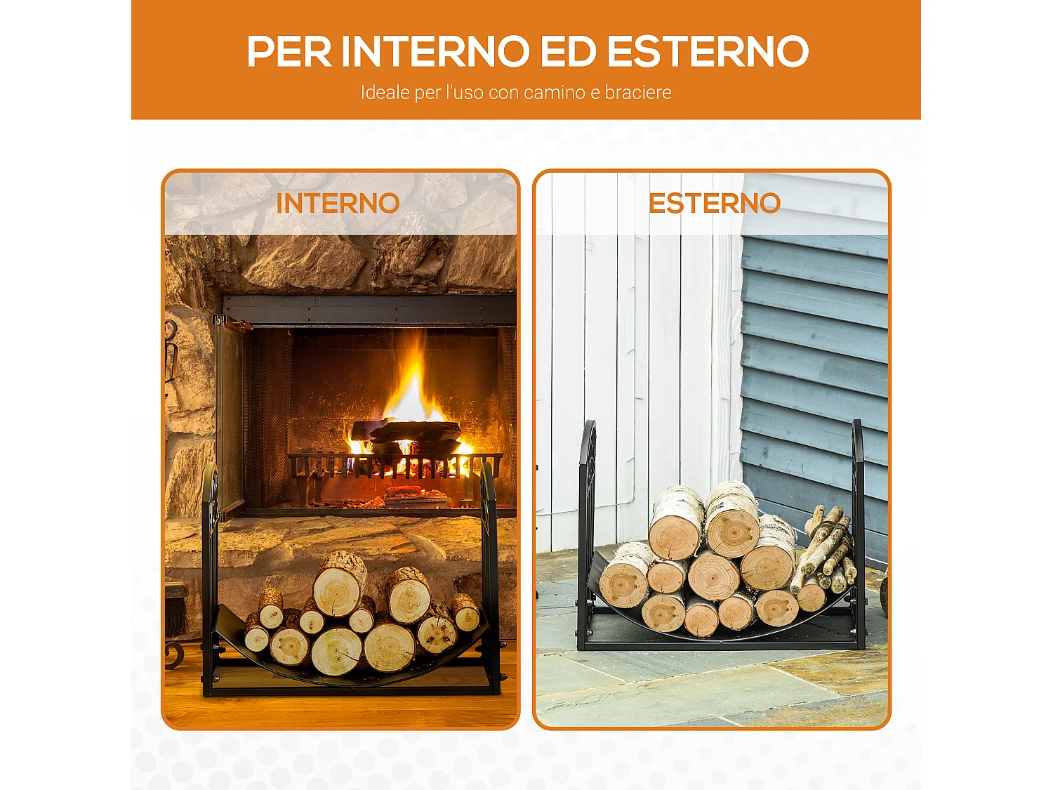 Portalegna da interno ed esterno in metallo max. 60kg