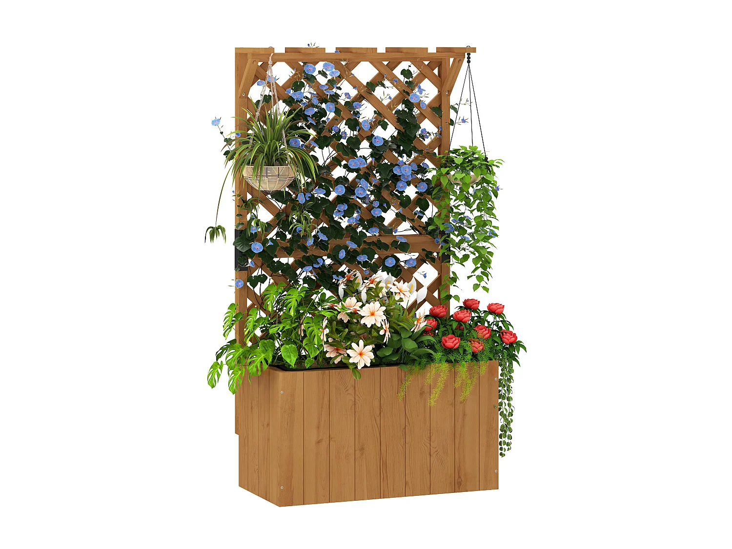 Letto per orto rialzato con traliccio e pergola in legno