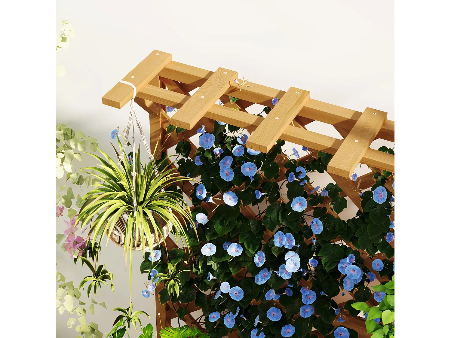 Letto per orto rialzato con traliccio e pergola in legno