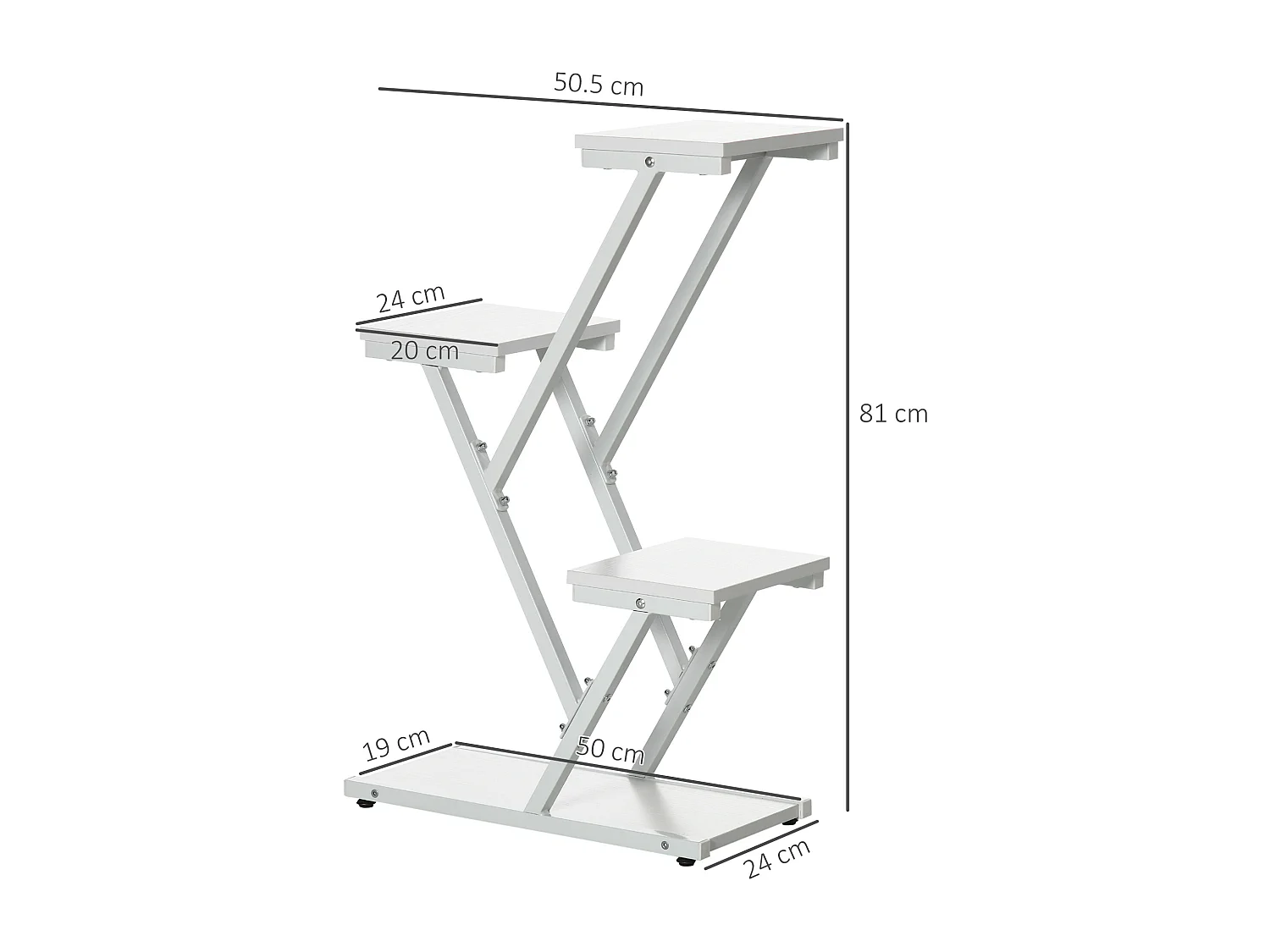 Scaletta portavasi a 4 livelli per interni ed esterni bianco