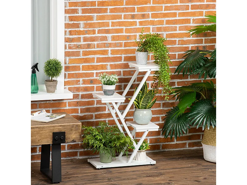 Scaletta portavasi a 4 livelli per interni ed esterni bianco