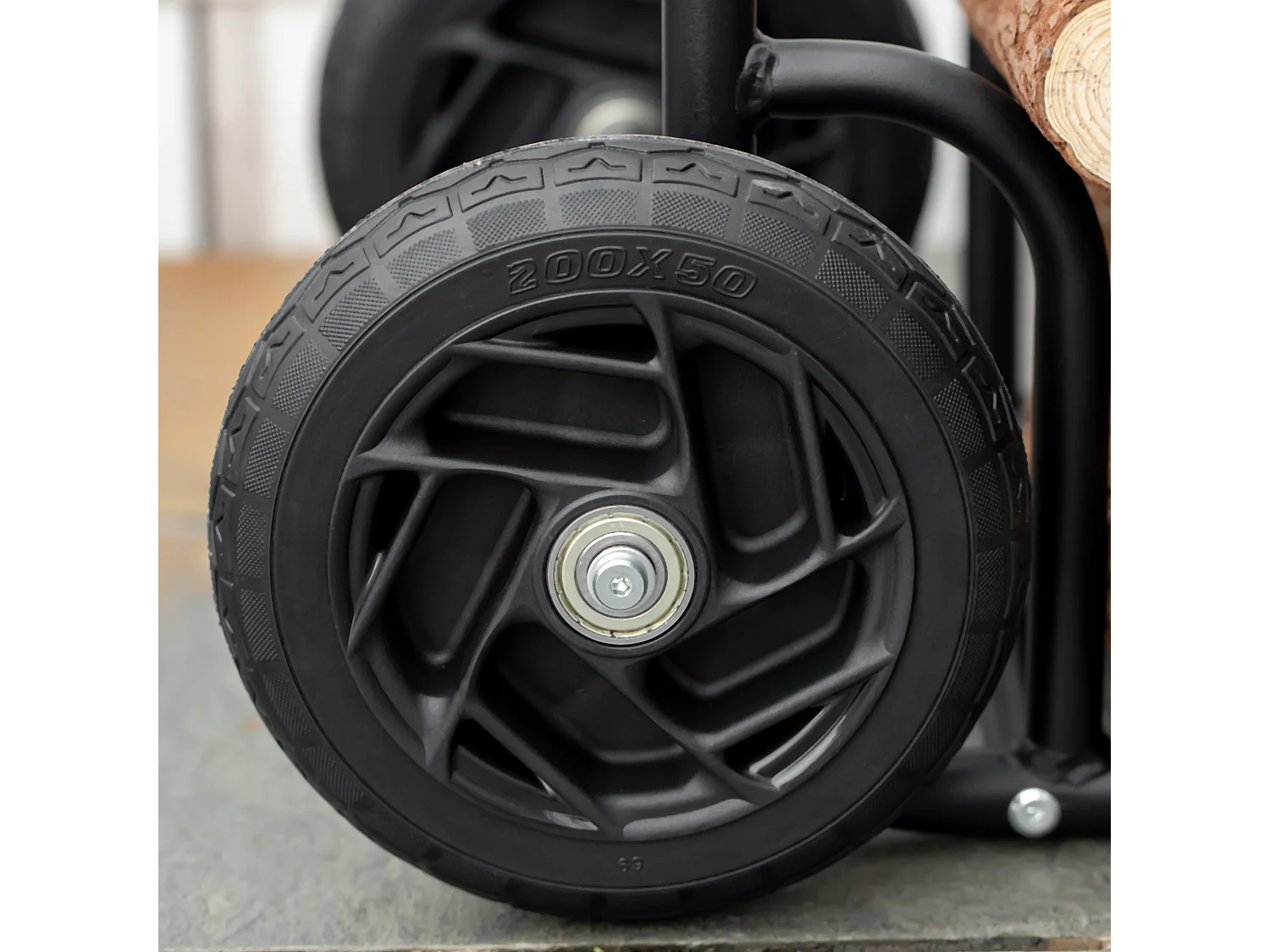 Carrello portalegna in acciaio 2 ruote interno esterno nero