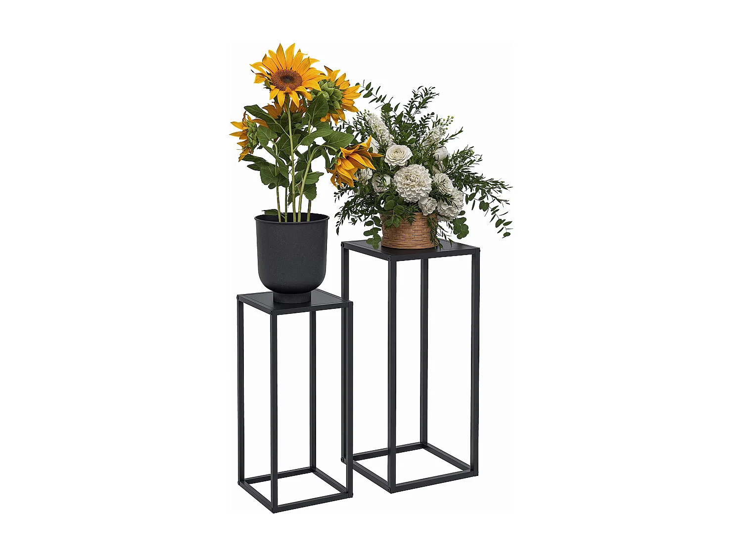 Tavolino portapiante set 2pz in acciaio nero