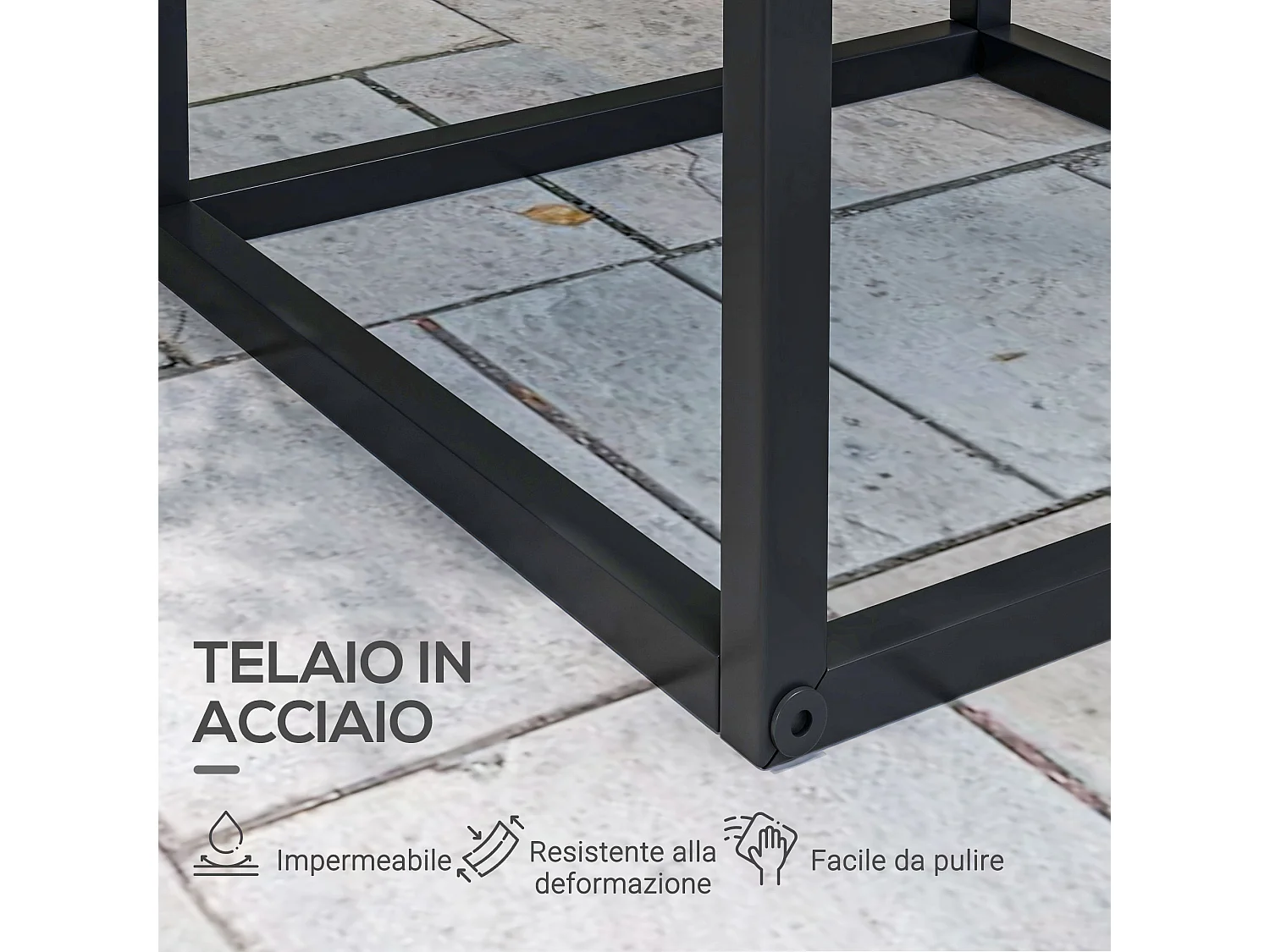Tavolino portapiante set 2pz in acciaio nero