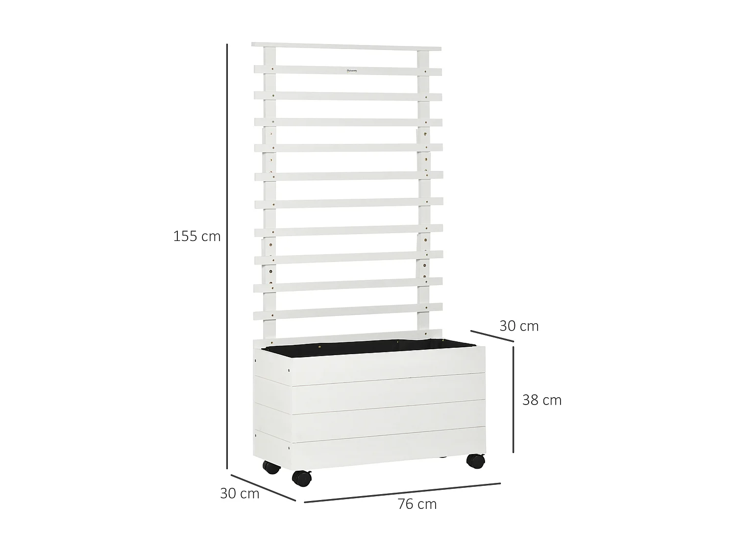 Fioriera verticale con 4 ruote e traliccio per rampicanti