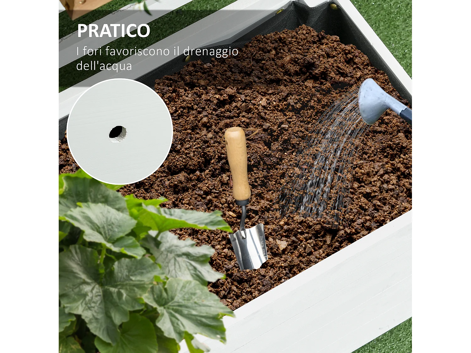 Fioriera verticale con 4 ruote e traliccio per rampicanti