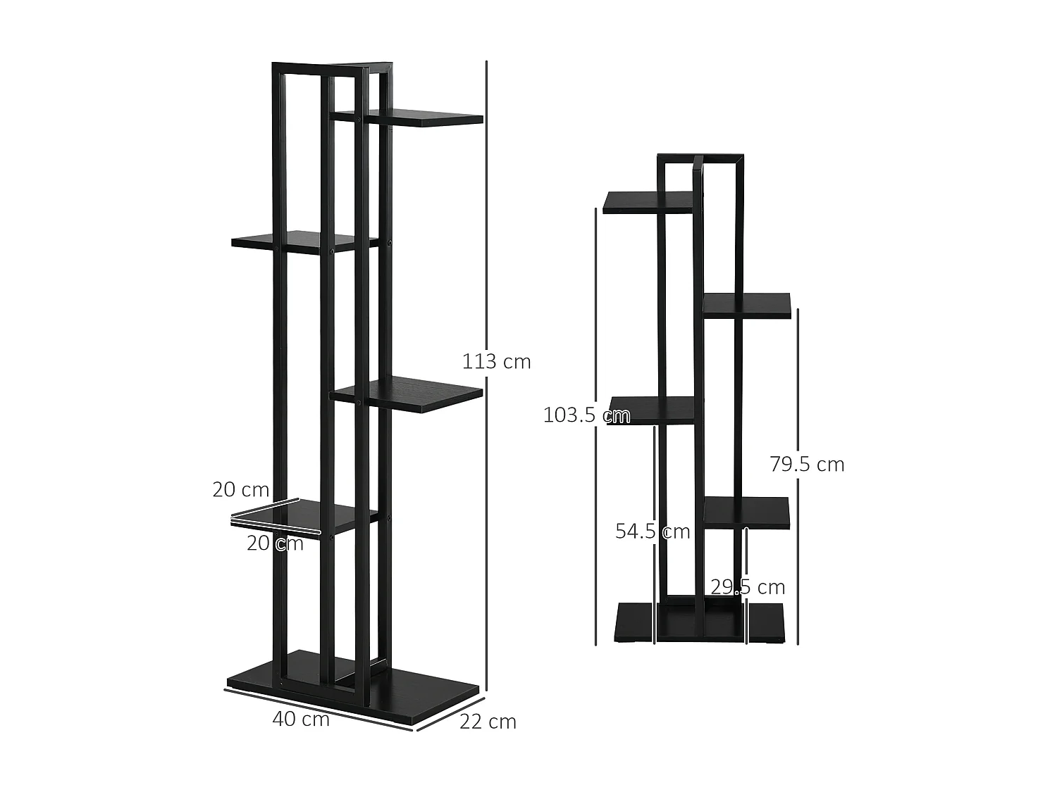 Scaletta portavasi a 5 livelli per interni ed esterni nero