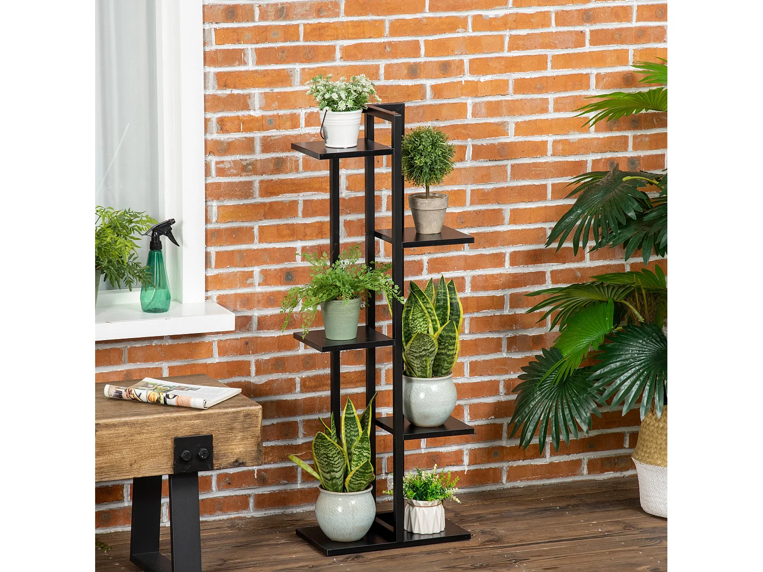 Scaletta portavasi a 5 livelli per interni ed esterni nero