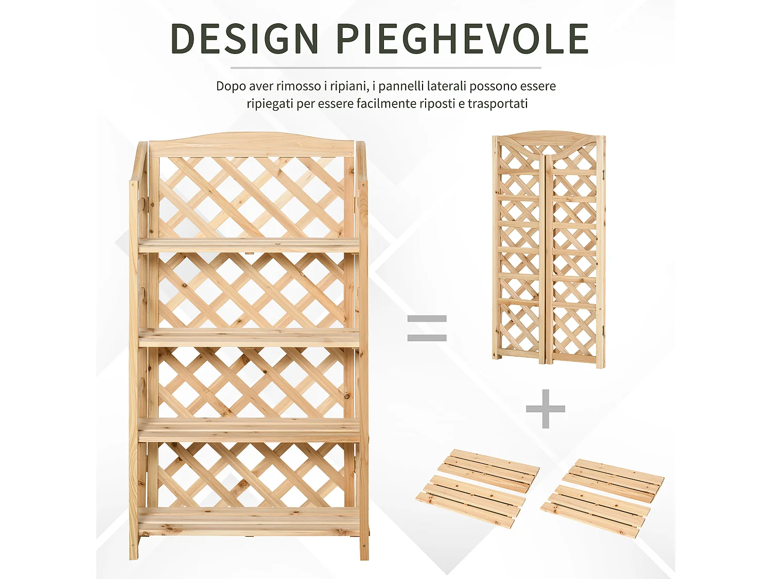 Scaffale portapiante pieghevole con mensole regolabili