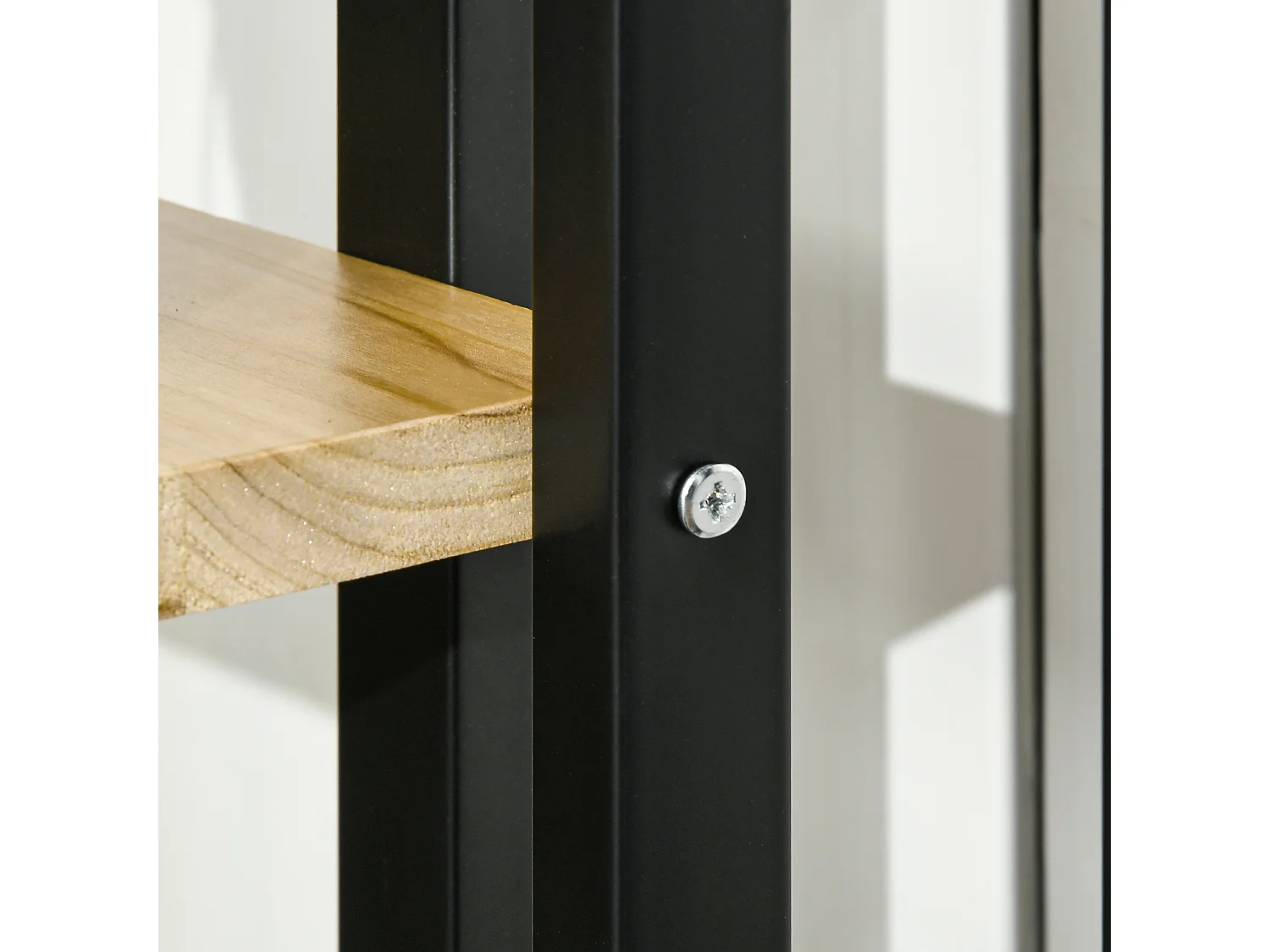 Portapiante a 4 ripiani in stile industriale in legno e metallo nero