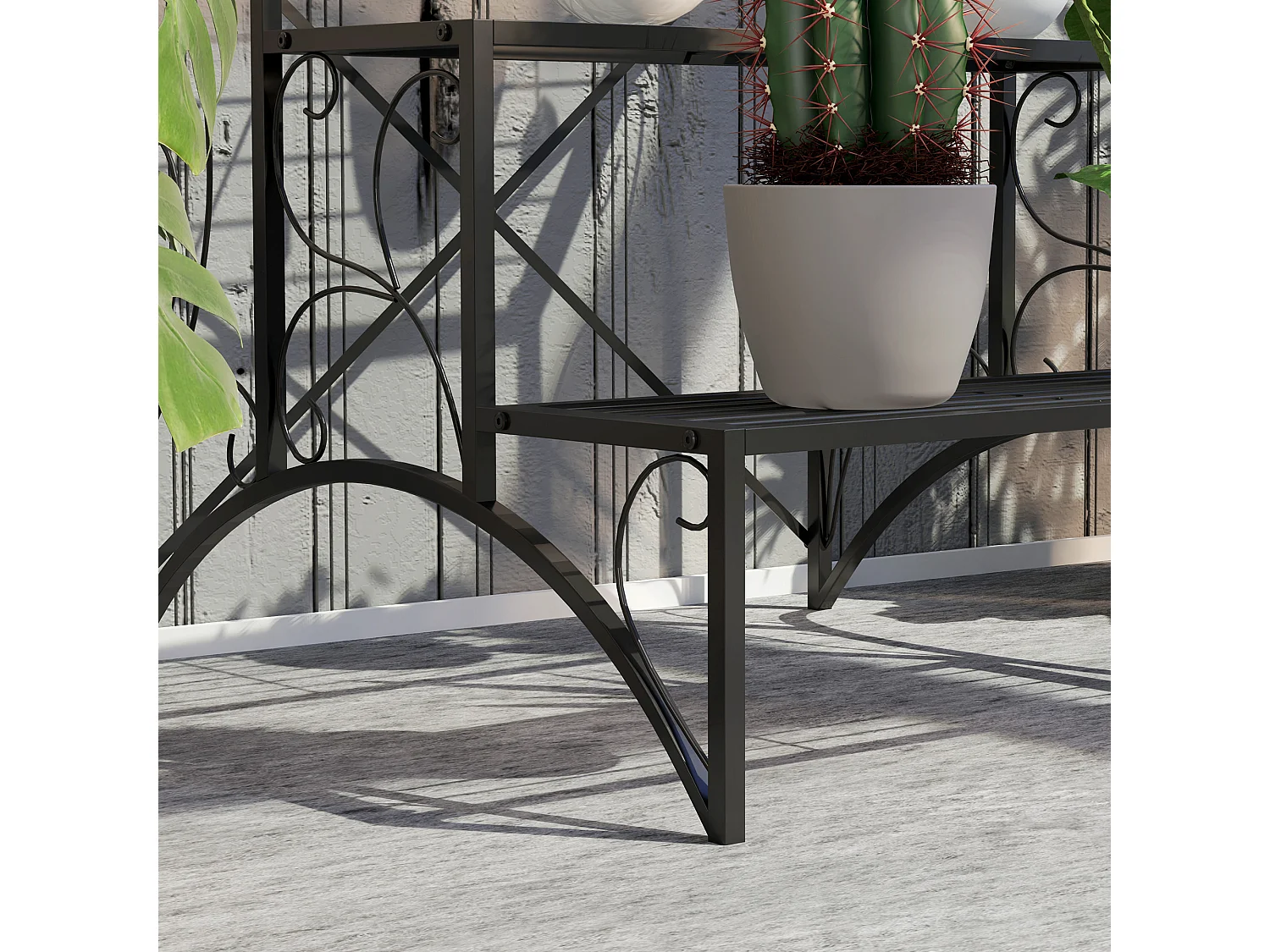 Scaffale portavasi a scaletta 3 livelli per interno ed esterno nero