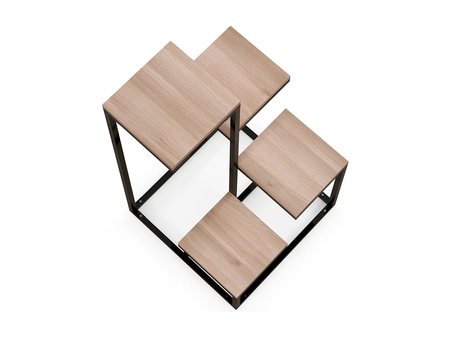 Scaffale per piante 4 livelli in acciaio e legno marrone nero