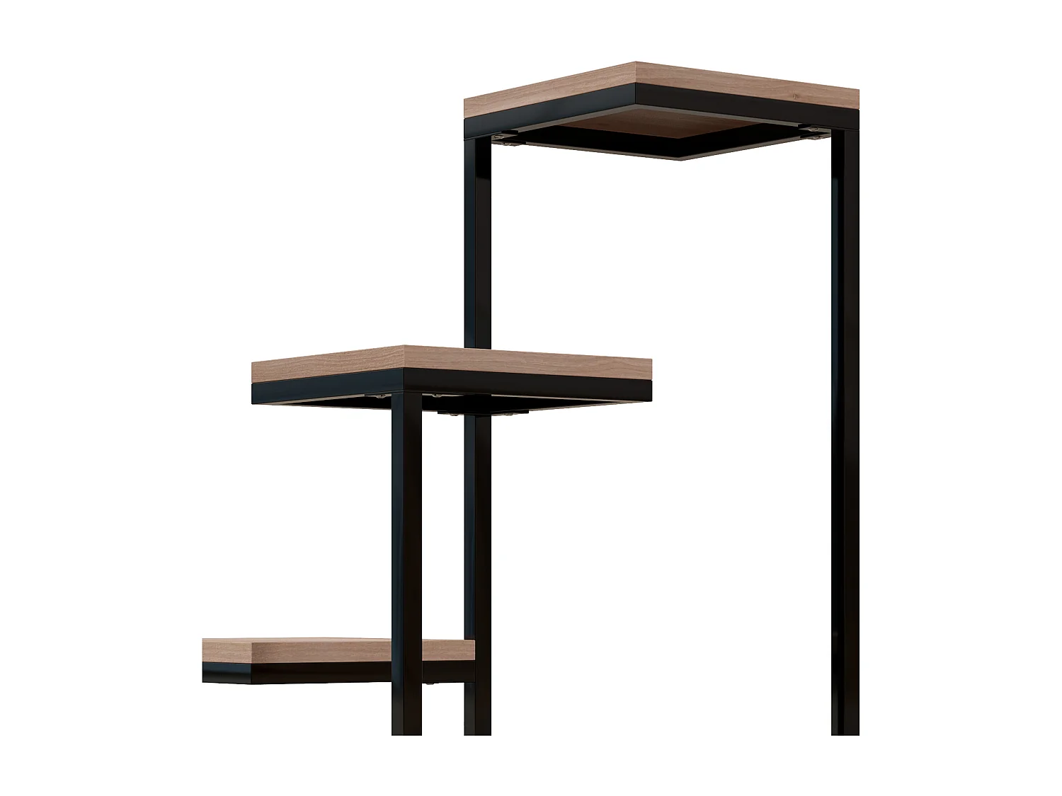 Scaffale per piante 4 livelli in acciaio e legno marrone nero