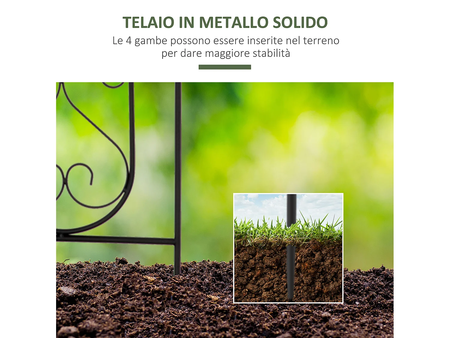 Portapiante verticale pieghevole 5 vasi da esterno in metallo